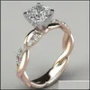 Solitaire Ring Sparkling Womens 925 Sterling Sier Ring Two Tone 18K Rose Gold Sapphire Princess Wedding Band verlovingsfeestje Jaarlijk Dhyzi