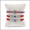 Bracelets de charme Novo Blue Evil Ey Eye Charme Saltigas de corda trançada Bracelets para homens homens Tartaruga elefante Hamsa Mão Bangle de cordas vermelhas fas dhd4l