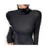 2022 Camicette da donna Camicie Felpa con cappuccio da donna Top da donna Camicia da yoga Collo alto Maniche lunghe Stile femminile sottile con scollo a V Magliette Top S-3XL