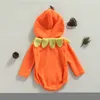 Rompers focusnorm 0-24m herfst babymeisjes jongens mooie outparden pompoen bedrukte capuchon met lange mouwen zipper Halloween-kleding 221018