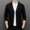 Herentruien 2022 Heren Twist gebreide Cardigan Autumn Casual V-Neck Solid Color Sweater