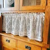 Rideau tricoté en dentelle, rideaux courts pour armoires de cuisine, toilettes, crocheté Beige, trou creux, porte florale, décoration de café, demi-fenêtre