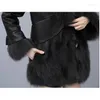 Women's Fur Winter Coat Women 2022 Fashion PU Leather Splicing Jacket Temperament Faux Black Outerwear Tops N1557