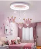 Lampes suspendues couronne européenne chambre d'enfant chambre de fille princesse personnalité créativité lustre chaud et doux