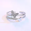 Bagues de mariage Style Design, Double pont papillon, tendance, Micro incrustation exquise en Zircon pour mariée, bijoux élégants