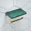 Set di accessori per il bagno Marmo verde malachite Ottone Portasciugamani/Sbarra/Anello Scopino Portarotolo Ganci a fila Accessori hardware Spazzolato