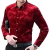 Men's Dress Shirts Men Silk Shirt Bandana Paisley Formal Turn Down Collar Velvet Spring Autumn Floral Flower Pattern