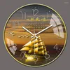 Horloges murales créatives horloge européenne luxe Arc verre muet montre Design moderne Reloj De Pared salon décoration accessoires