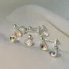 Boucles d'oreilles en argent Sterling 925 véritable pour femmes et filles, en forme de cœur, cristal coloré, accessoires de bijoux fins, YEA596