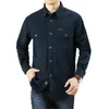 Spring Autumn Denim Men skjortor långärmad 100 bomull Camiseta Masculina Army Military Casual 220813