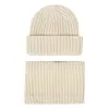 Bébé tricoté bonnets écharpe 2 pièces ensemble enfant en bas âge enfants hiver chaud chapeau mode fil épais bonnet de neige 0-8 ans enfants cache-cou Gorro noir gris beige bleu rayé couleur unie