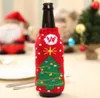 Julstickad vinflaska Cover Party Favor Xmas Beer Wines Väskor Santa Snowman Moose Beers Bottles Covers Wly935