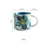 Muggar Creative Flower Bird Pattern Ceramic Mug Hushållen Dricker Handle Coffee Milk Frukost Stor kapacitet Par