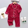 Set di abbigliamento LJW Set pigiama per bambini Tuta da bambino Abbigliamento per bambini Toddler Ragazzi Ragazze Raso di seta ghiaccio Top Pantaloni Set home Wear Pigiami per bambini 221018