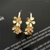 Boucles d'oreilles créoles 18K plaque d'or Punk couleur grande fleur pour les femmes minimaliste déclaration chaîne fête bijoux cerceaux