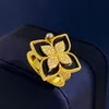 2022 Nytt RC -märke Luxury Clover Designer Band Rings for Women Girls Sweet 4 Leaf Flower 18K Gold Shining Crystal Diamond Ring Part5670989