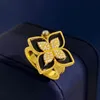 2022 Nowa marka RC Luksusowa koniczyści Pierścienie zespołu dla kobiet dziewczyny Sweet 4 Leaf Flower 18K Gold Shining Crystal Diamond Ring Part6982627