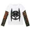 INS Spring en Autumn Boys 'Shirt European American Long Sleeveved Stitching Hip-Hop Style Flower Arm Tattoo Mouwen 74Py##