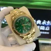 Certificato di scatola originale Oro 18 carati President Uomo Orologi Giorno Data Diamanti Quadrante verde Orologio da uomo Orologio da polso automatico con lunetta di diamanti in acciaio inossidabile 2813000