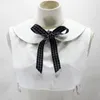 Laço amarra feminino boneca doce lapela falsa colarinho falso bowknots de bordo destacável colarinho de suéter de meia camisa de camisa decorativa