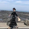Casual jurken 2022 Lange boho jurk zomer sexy Boheemse vrouwen diep v nek polka dot strand zwart