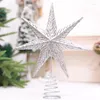 Christmas Decorations Tree Glitter Iron Heptagon Star Toppers Hollow Snow For