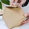 Gift Wrap 100pcs Handle Kraft Paper Cake Box Oilproof Birthday Party Baby Shower Celebrate Handmade Dessert Packaging Boxes