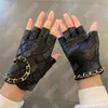 Womens Designer Genuine Leather Gloves Sheepskin Brand Bright Female Winter Luxury Gloves Warm Fashion Semifinger Windproof Antifreeze Glove