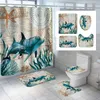 Turtale Sea Horse Dolphin Print Doccia Canta per doccia Set da bagno Schermo di bagno antismissivo Coperchio Tappeto tappeti decorazioni per la casa 2205052874686