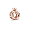 S￩rie de Gold Rose Crown Charm Fit Pandora Bracelet Acess￳rios de moda solteira joias de contas soltas