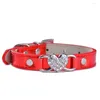 Dog Collars Fashion Small Dogs Bling Rhinestones Heart Leather Pet Collar Necklace Puppy Accessories Supplies