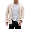 Pulls pour hommes Cardigan d'automne pour hommes Couleur unie Pull en tricot Veste chaude Manteau à la mode Tenue décontractée Hiver X