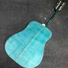 Custom Deluxe AAAA Alle solide akoestische gitaarvogels in Flight Viper Blue Green 12 Strings Dreadnought Guitar met 550A Soundhole Electronic voorversterker