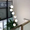 Lampes suspendues Moderne Simple Escalier Lustre Nordique Led Ball Villa Grenier Lampe Salon Chambre Cuisine Famille Vie Éclairage