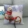 Pillow 45cm Merry Christmas Cute Dog Spring Bird Wreath Linen/Cotton Throw Covers Couch Cover Home Decor Pillowcase