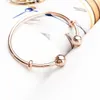 Bracelets jonc ouvert en or rose avec boîte d'origine pour Pandora Bracelet à breloques en argent sterling authentique pour femmes filles bijoux de créateurs de fête de mariage
