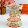 Decorative Figurines High Quality Carousel Mini Music Box Pink And Blue 2 Colors Musical Boxes For Love Girl Or Children Christmas Gift