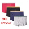 Underpants 4pcs/lot 9xl 면화 플러스 사이즈 남성 복서 Homme 반바지 팬티 언더 맨 편안함