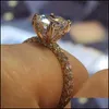 Band Rings Womens Diamond Ring Romantic Zircon Shining Round Stone Wedding Bridal Fashion Jewelry Engagement Rings For Women Drop De Dh4El