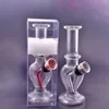 Toptan Mini Karışım Tasarımı Protable Cam Su Tütün Borusu Sigara içme dab teçhizat Bong Metal kuru bitki kasesi ile plastik kutu