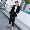 Survêtements Femmes Femmes Printemps Automne 2022 Casual Blazer Taille Haute Pantalon Costumes Femme Coréen Élégant Bureau Lady Notched Deux Pièces