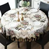 Tail Toil Trots Rose Europese Verdikte Ronde Tafel Doek Neil Jacquard Tafelkleed Woonkamer Koffietafel Cover Kwastje