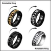 Cluster Rings Fashion Mticolor Chain Spinner Stainless Steel Rings For Women Men Rotatable Jewelry Mix Color Style Wholesale Drop De Dhlip
