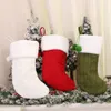 Wholesale Christmas Decorations Knitted Striped Wool Chunky White Stockings Cartoon Xmas Socks