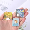 Brooches Van Gogh oil painting series metal paint bust figure cat landscape art badge accessories