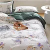 Bedding Sets Luxury 100S Egyptian Cotton Flower Digital Printing Set Duvet Cover Bed Linen Flat Sheet Pillowcases Home Textiles #/