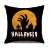 Poduszka pomarańczowa dynia liniowa kwadratowa poduszka na halloween czarno -biała kratona okładka 45x45 cm domowy festiwal sofa