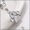 Silber passt für Pandora-Armbänder, 30 Stück, niedlicher Hundepfotenabdruck, baumelnde Anhänger-Charms, Perlen, Sier-Perlen für Frauen, DIY-europäische Halsketten-Schmuck Dhtvz