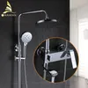 Bathroom Shower Sets Faucets Brass Chrome Bathtub Faucet Round Tube Single Handle Top Rain With Slide Bar Wall Water Mixer Tap 877006