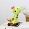 Porte-clés en peluche girafe 12CM, jouets mignons, couleur bonbon, cerf, pendentif en peluche, petite poupée animale de mariage, cadeau de noël